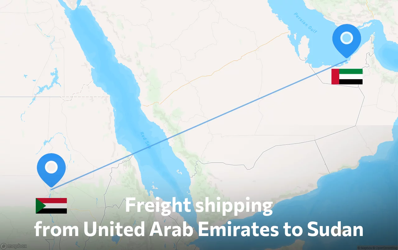 Shipping route from United Arab Emirates to Sudan