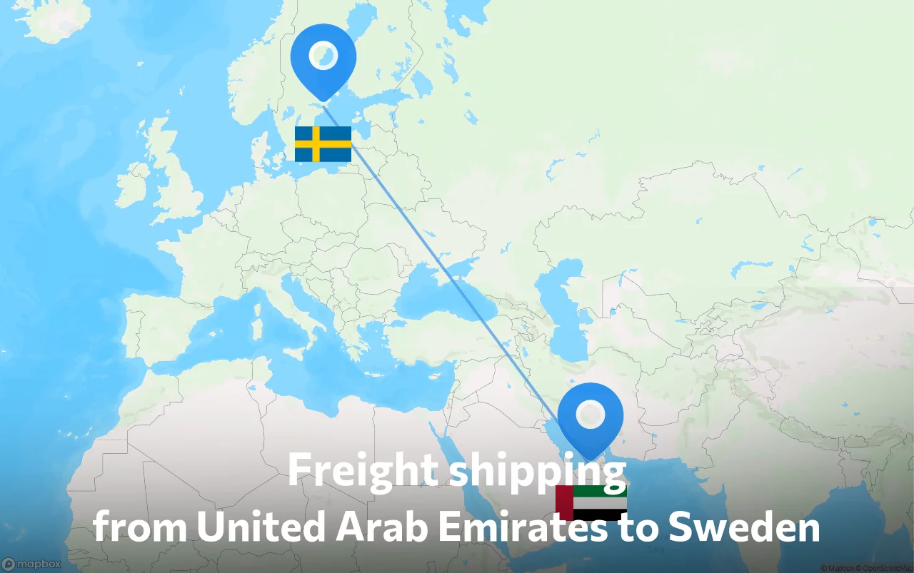 Shipping route from United Arab Emirates to Sweden