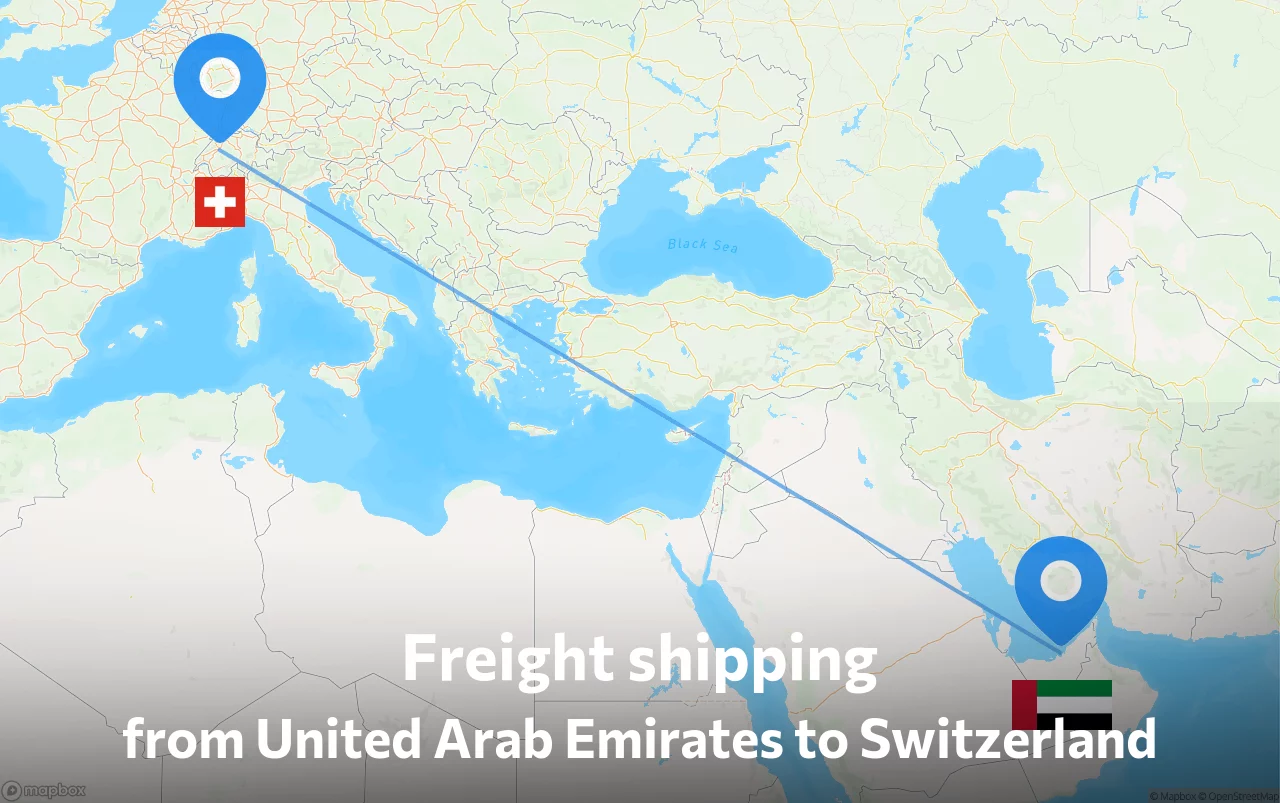 Shipping route from United Arab Emirates to Switzerland
