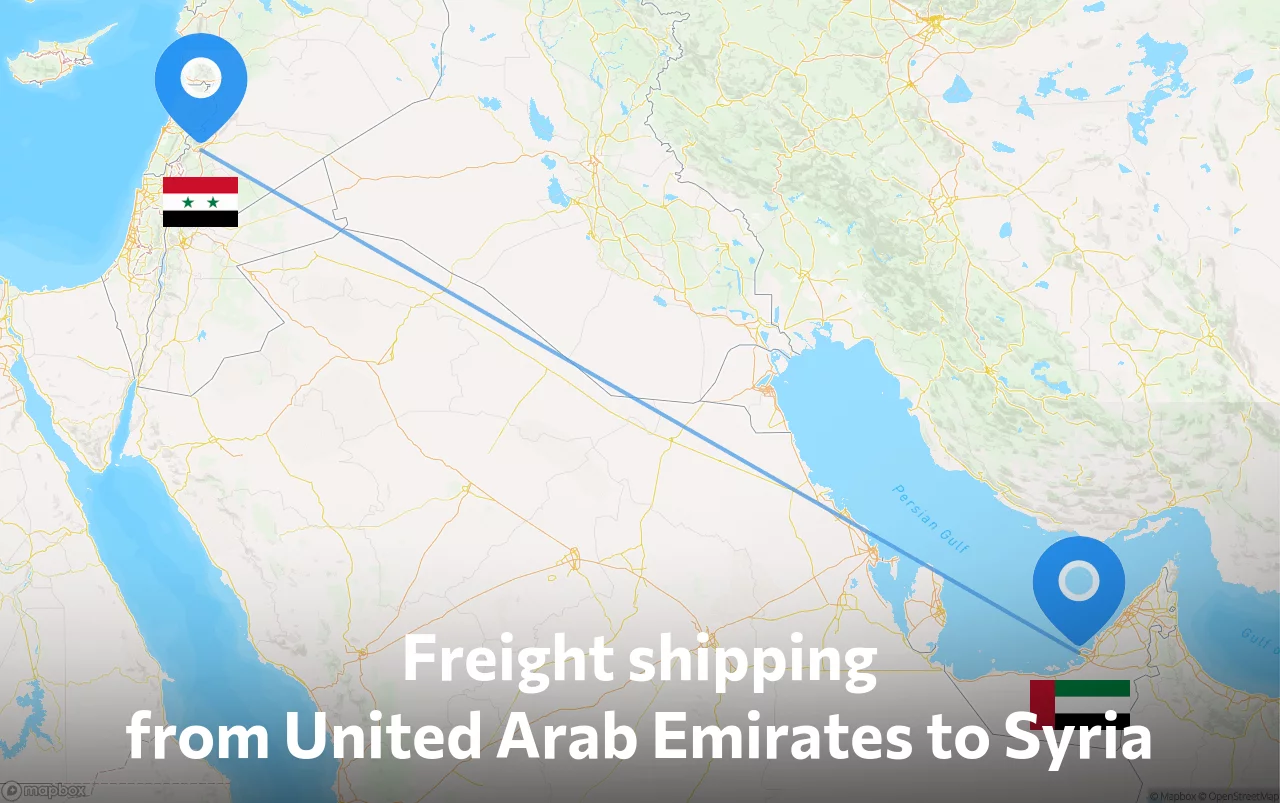 Shipping route from United Arab Emirates to Syria
