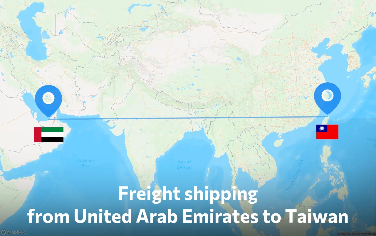 Shipping route from United Arab Emirates to Taiwan