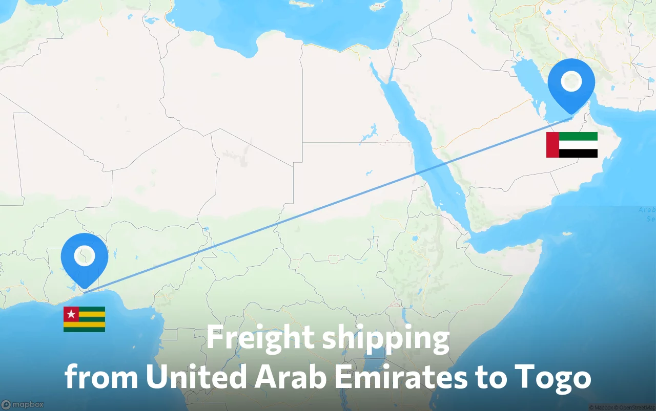 Shipping route from United Arab Emirates to Togo