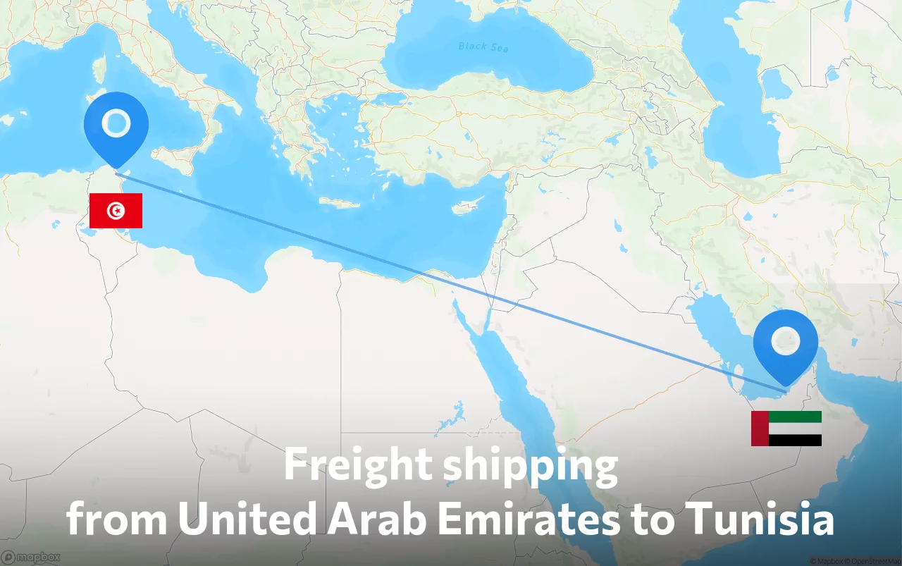 Shipping route from United Arab Emirates to Tunisia