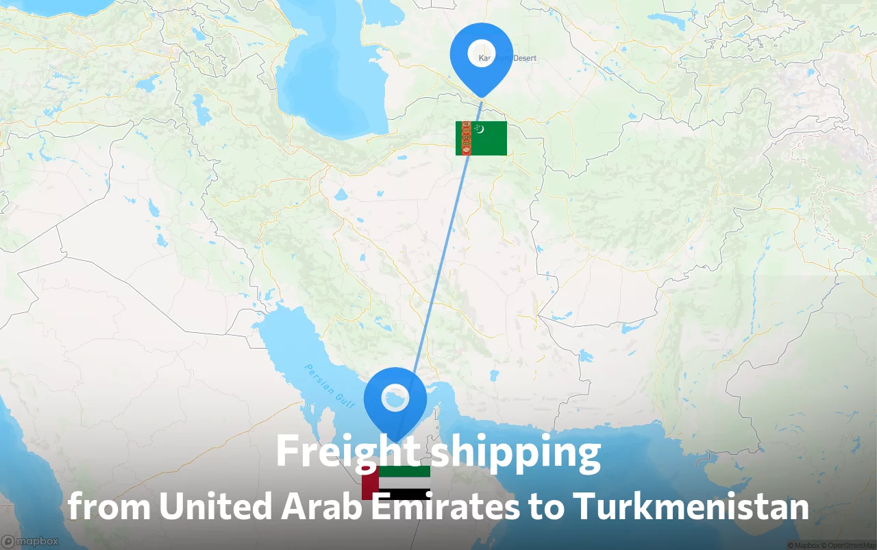 Shipping route from United Arab Emirates to Turkmenistan