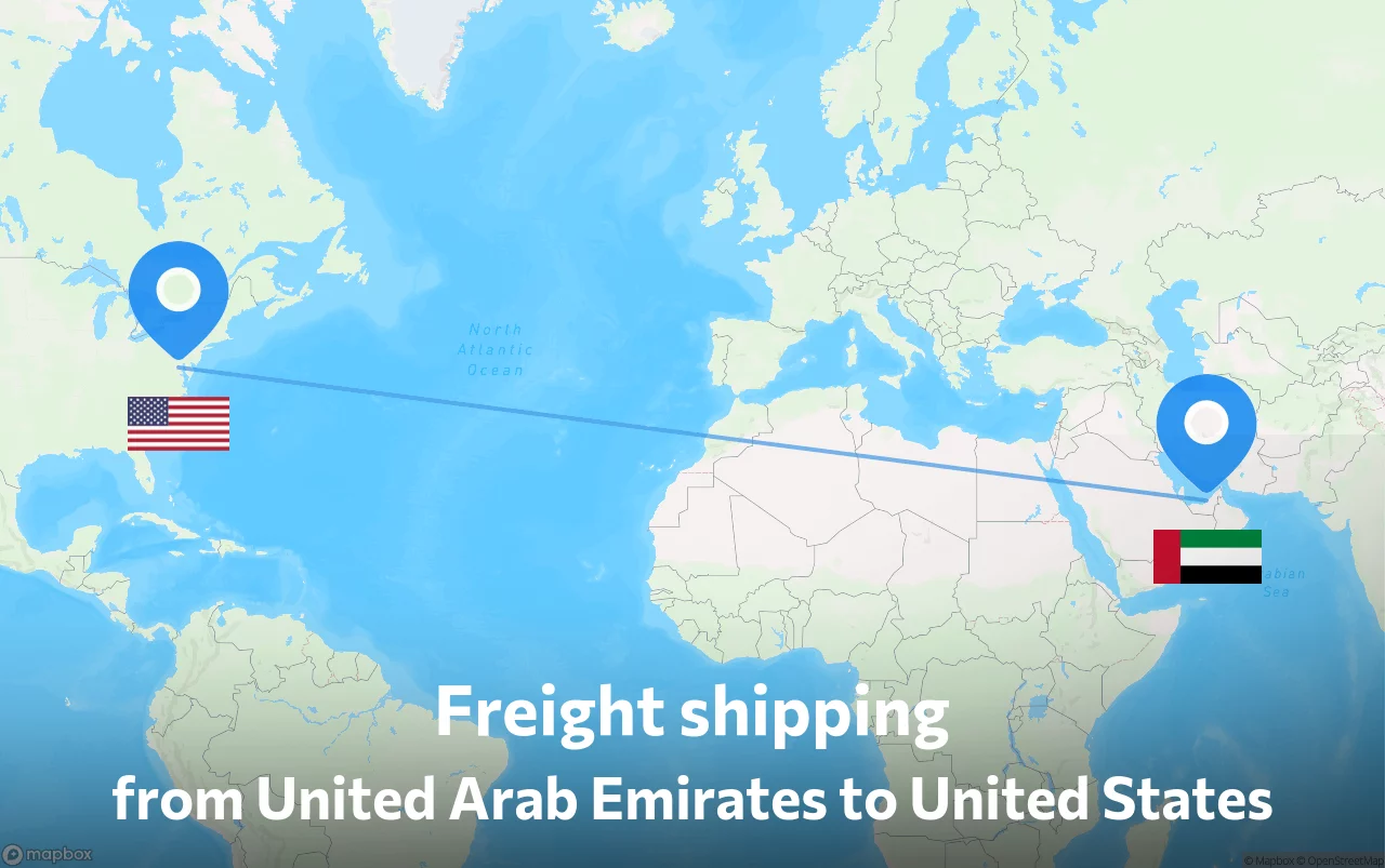 Shipping route from United Arab Emirates to United States