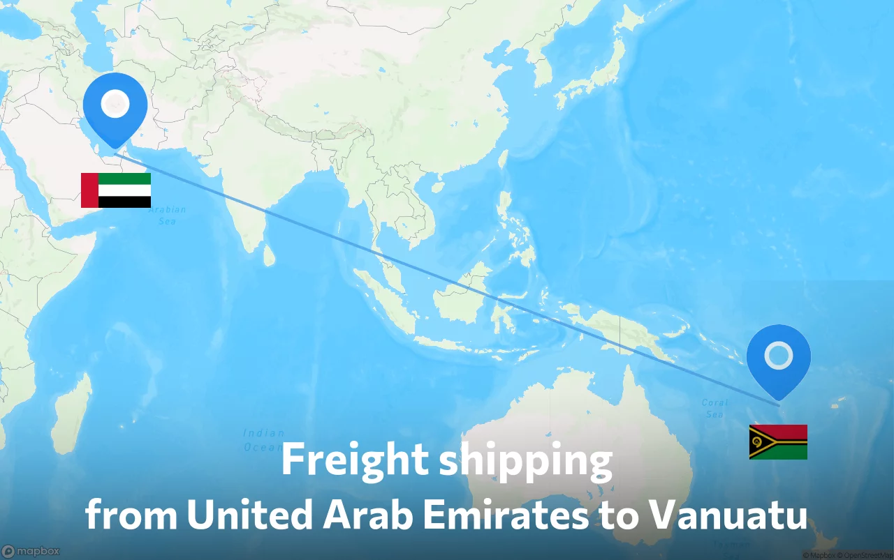 Shipping route from United Arab Emirates to Vanuatu