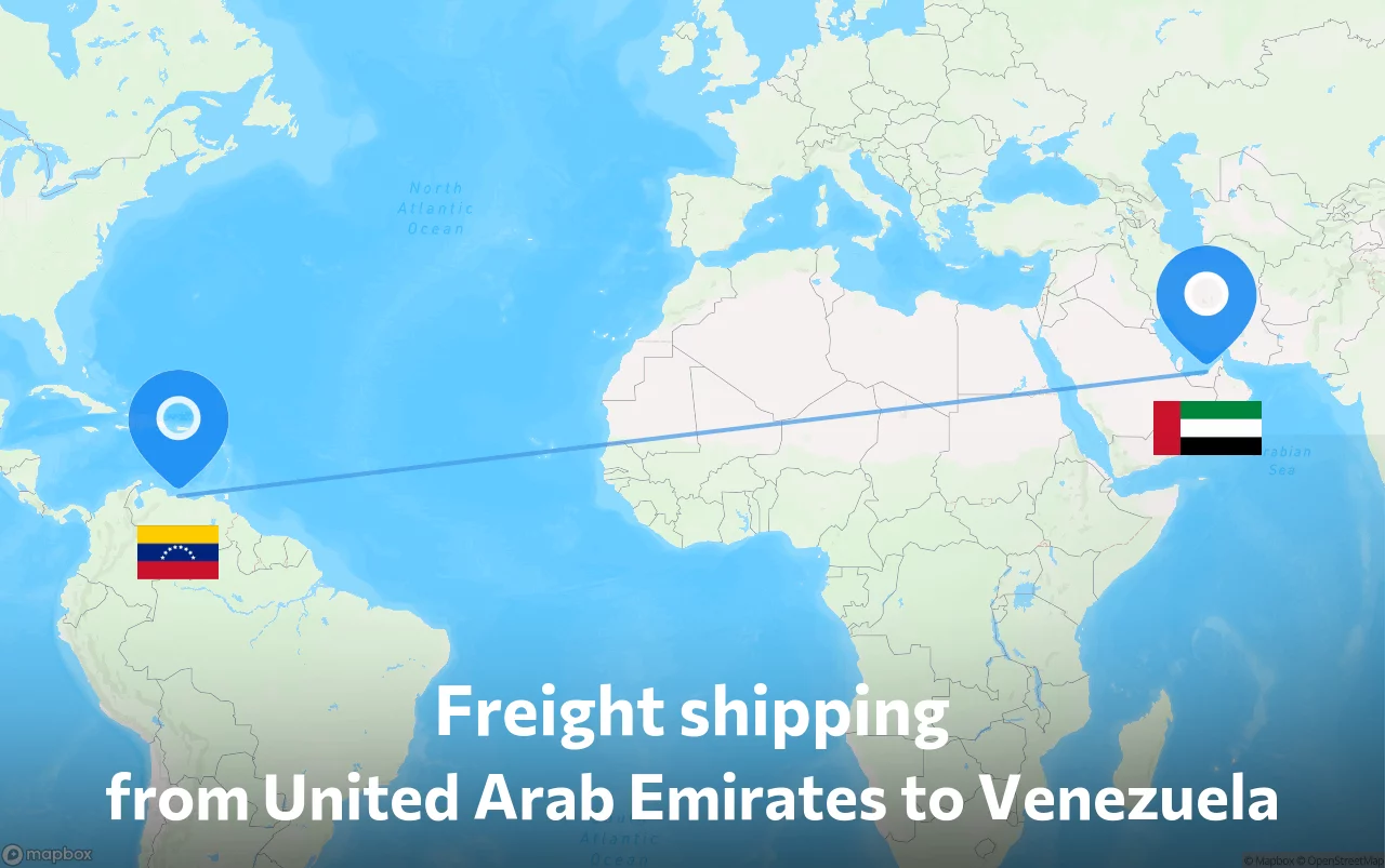 Shipping route from United Arab Emirates to Venezuela
