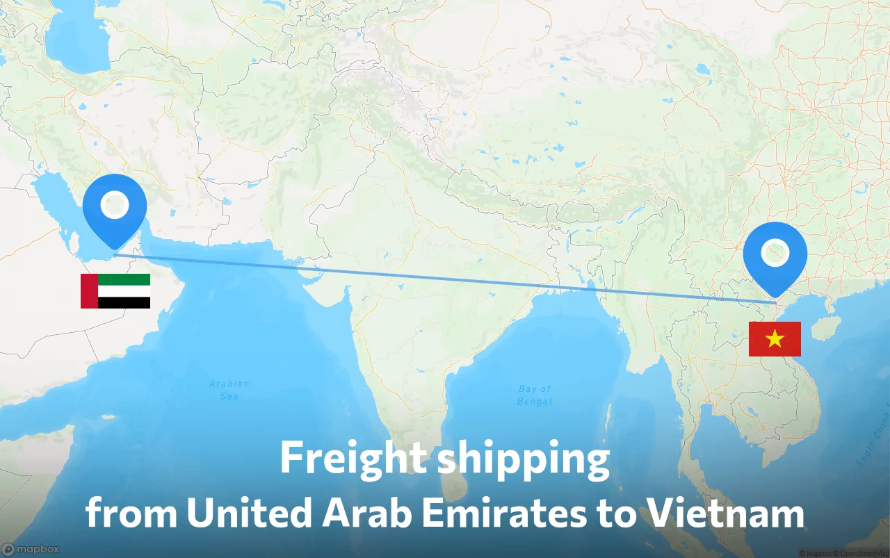 Shipping route from United Arab Emirates to Vietnam
