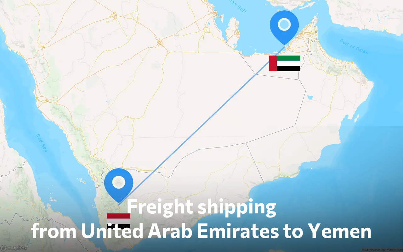 Shipping route from United Arab Emirates to Yemen