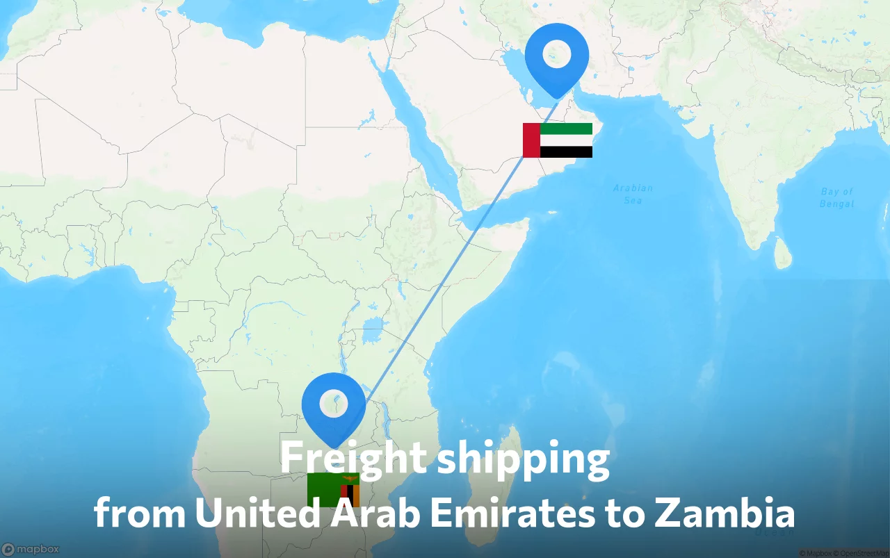 Shipping route from United Arab Emirates to Zambia