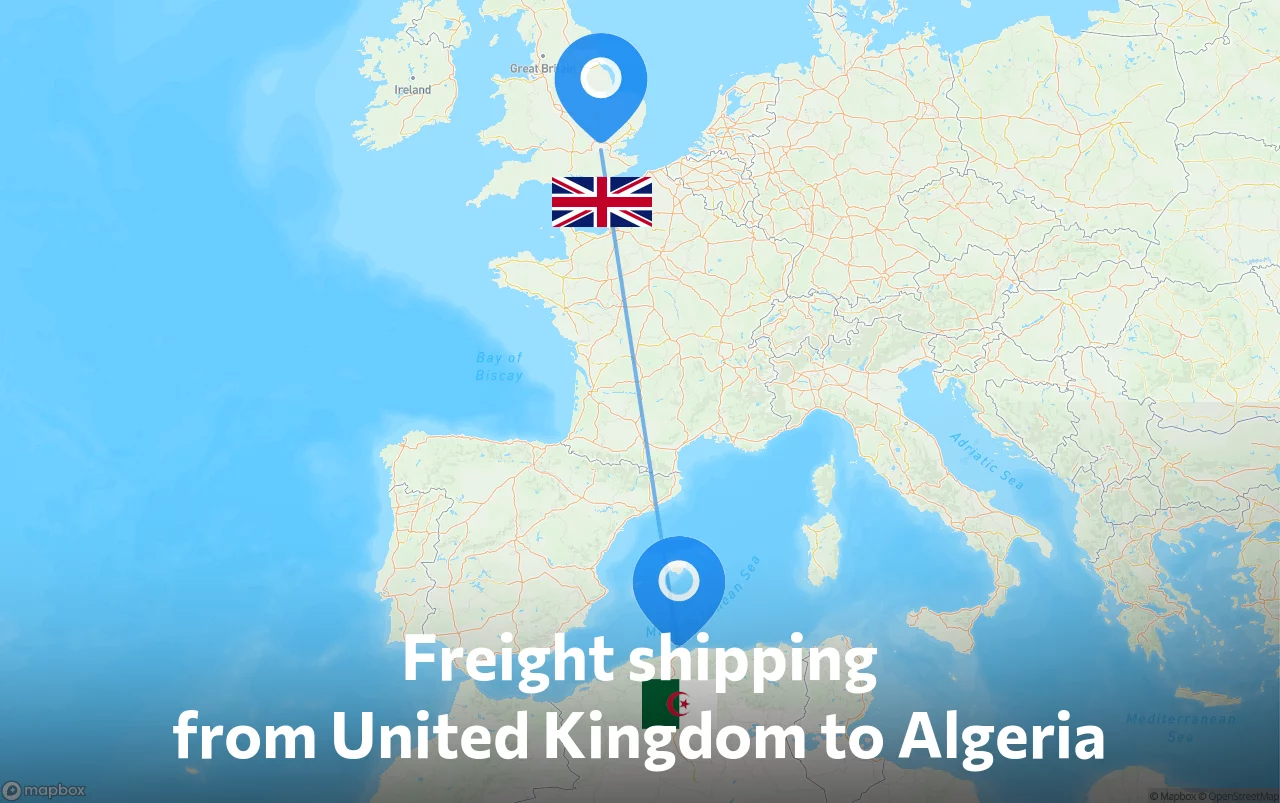 Shipping route from United Kingdom to Algeria
