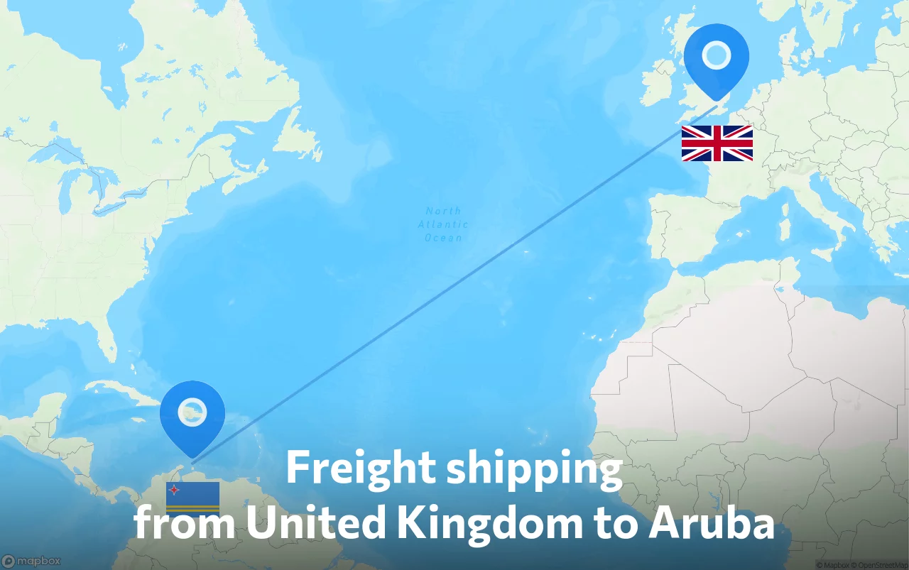 Shipping route from United Kingdom to Aruba