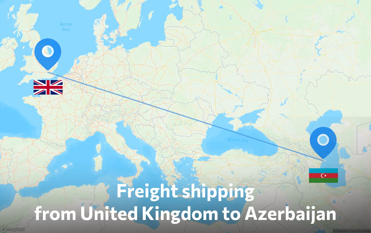 Shipping route from United Kingdom to Azerbaijan