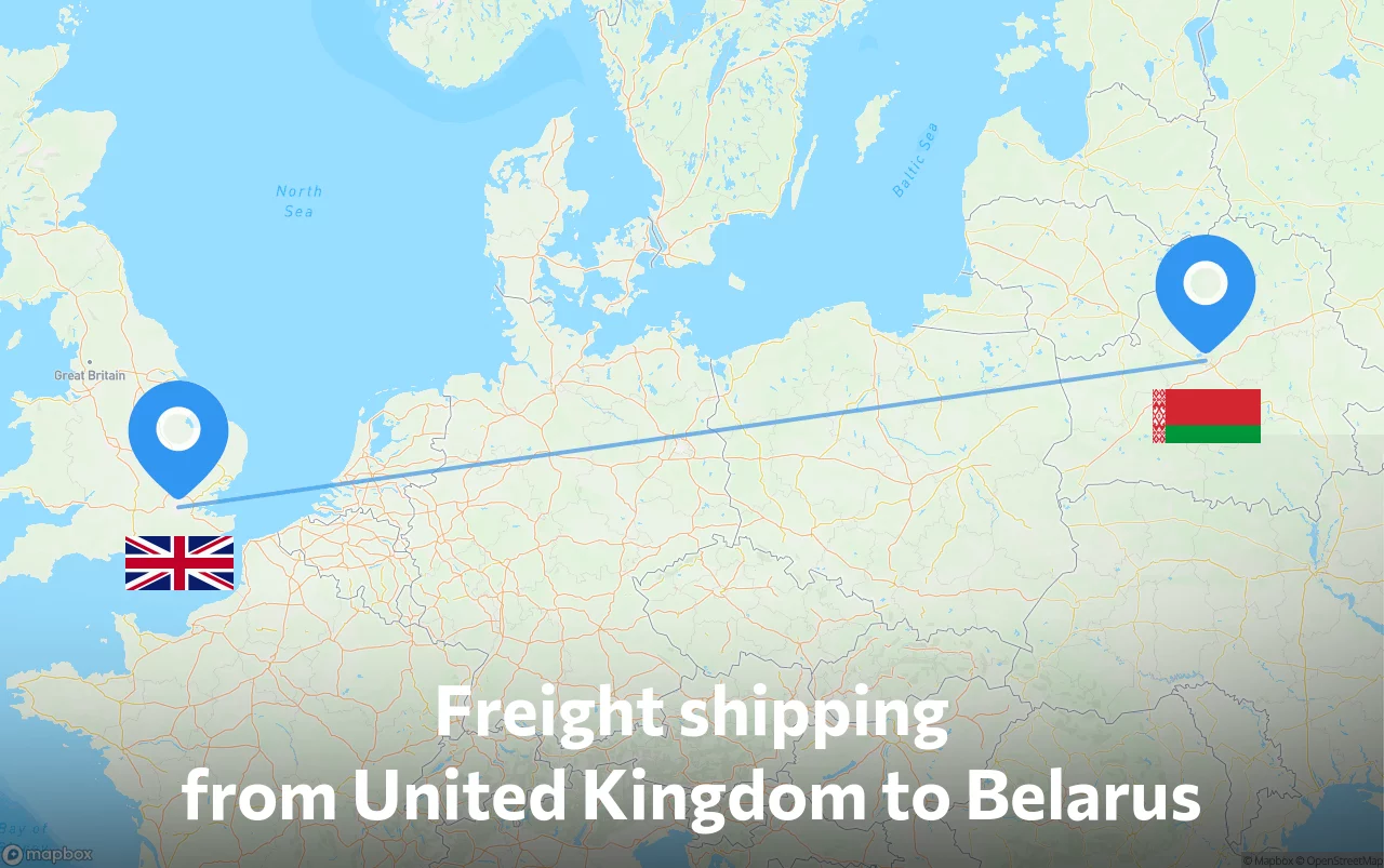 Shipping route from United Kingdom to Belarus