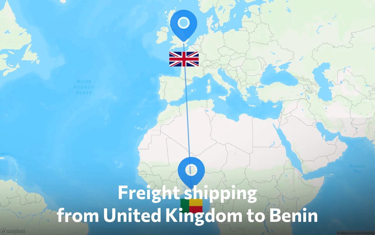 Shipping route from United Kingdom to Benin