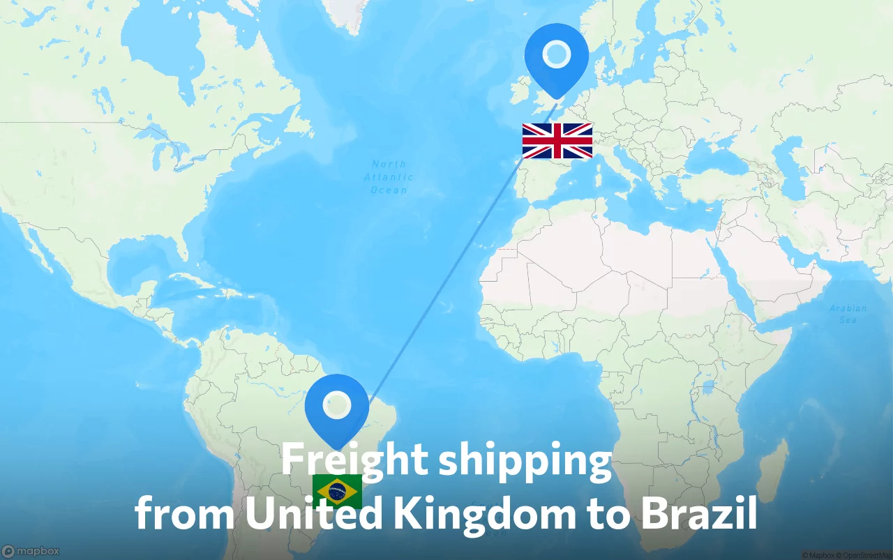 Shipping route from United Kingdom to Brazil