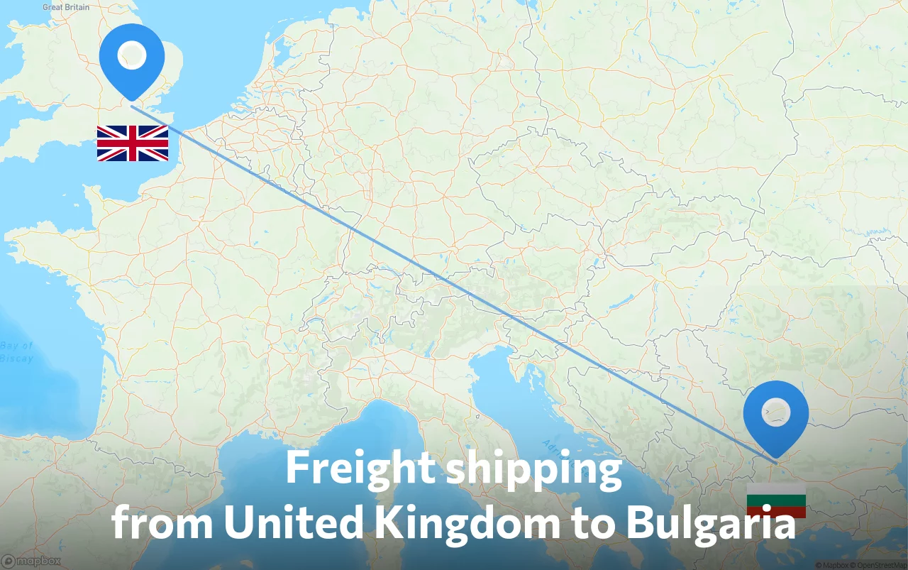 Shipping route from United Kingdom to Bulgaria