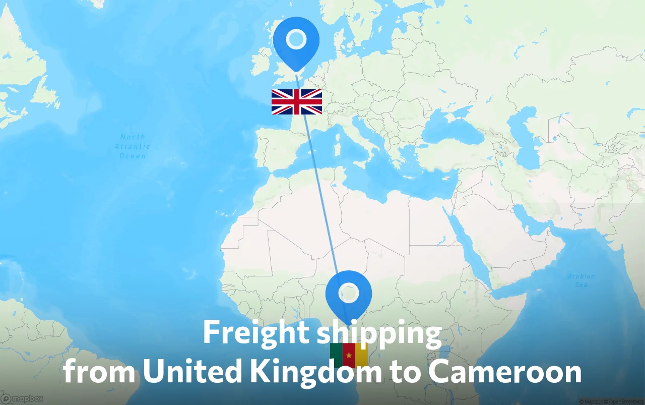Shipping route from United Kingdom to Cameroon