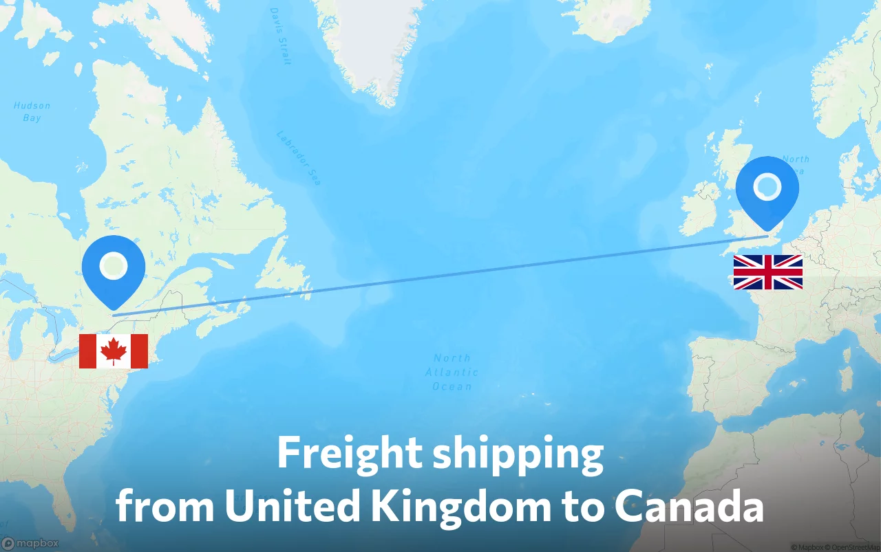 Shipping route from United Kingdom to Canada