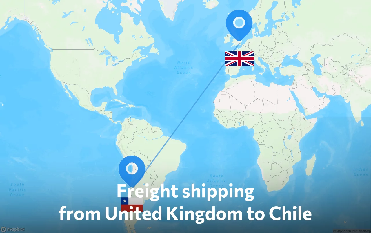 Shipping route from United Kingdom to Chile