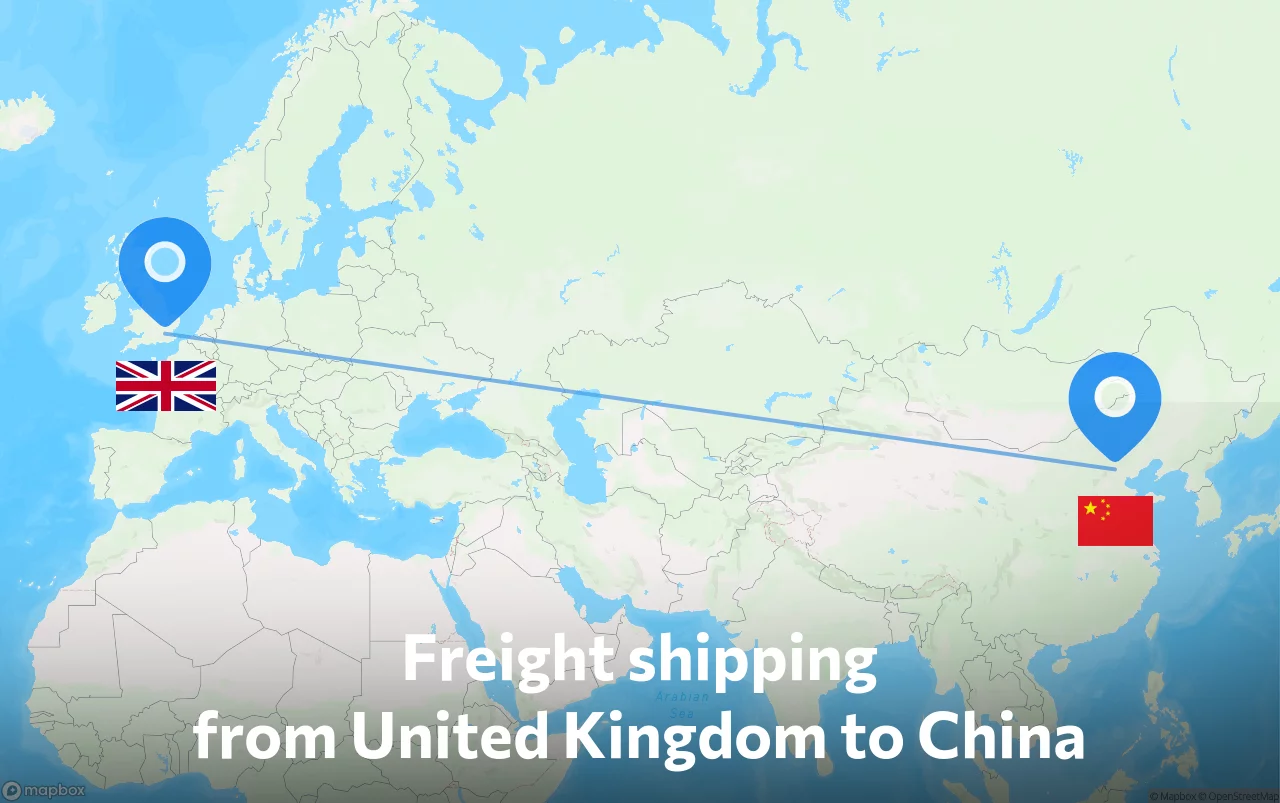 Shipping route from United Kingdom to China