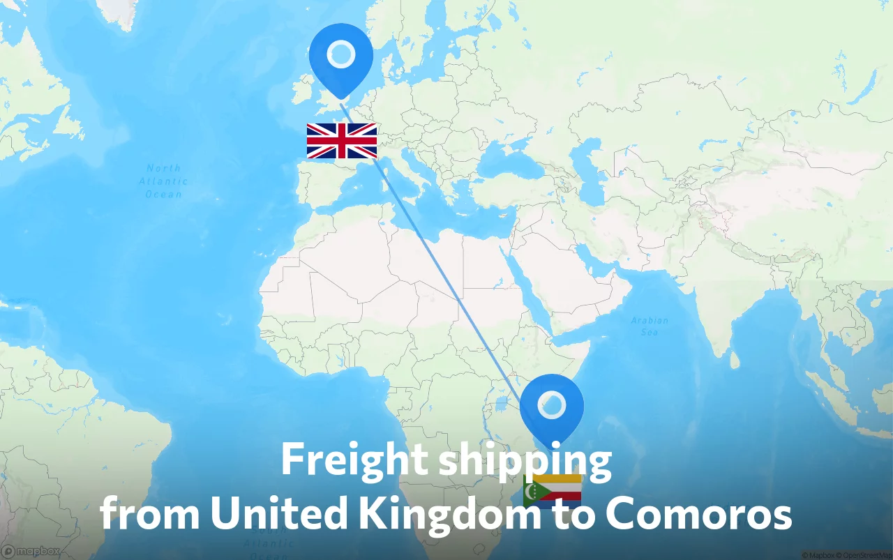 Shipping route from United Kingdom to Comoros
