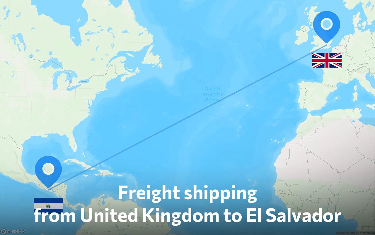 Shipping route from United Kingdom to El Salvador