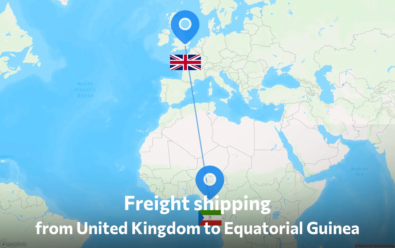 Shipping route from United Kingdom to Equatorial Guinea
