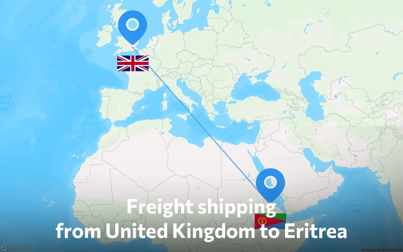 Shipping route from United Kingdom to Eritrea