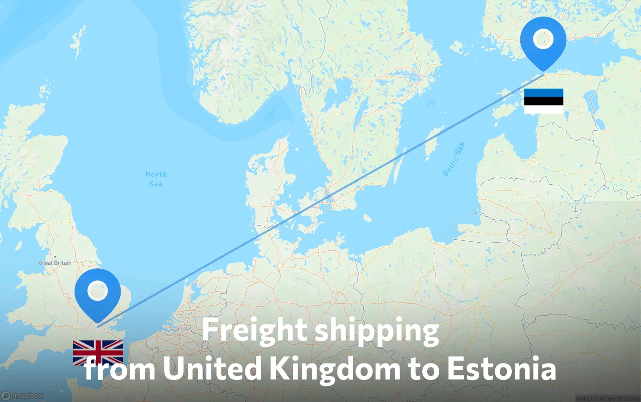 Shipping route from United Kingdom to Estonia