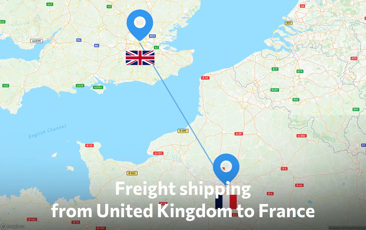 Shipping route from United Kingdom to France