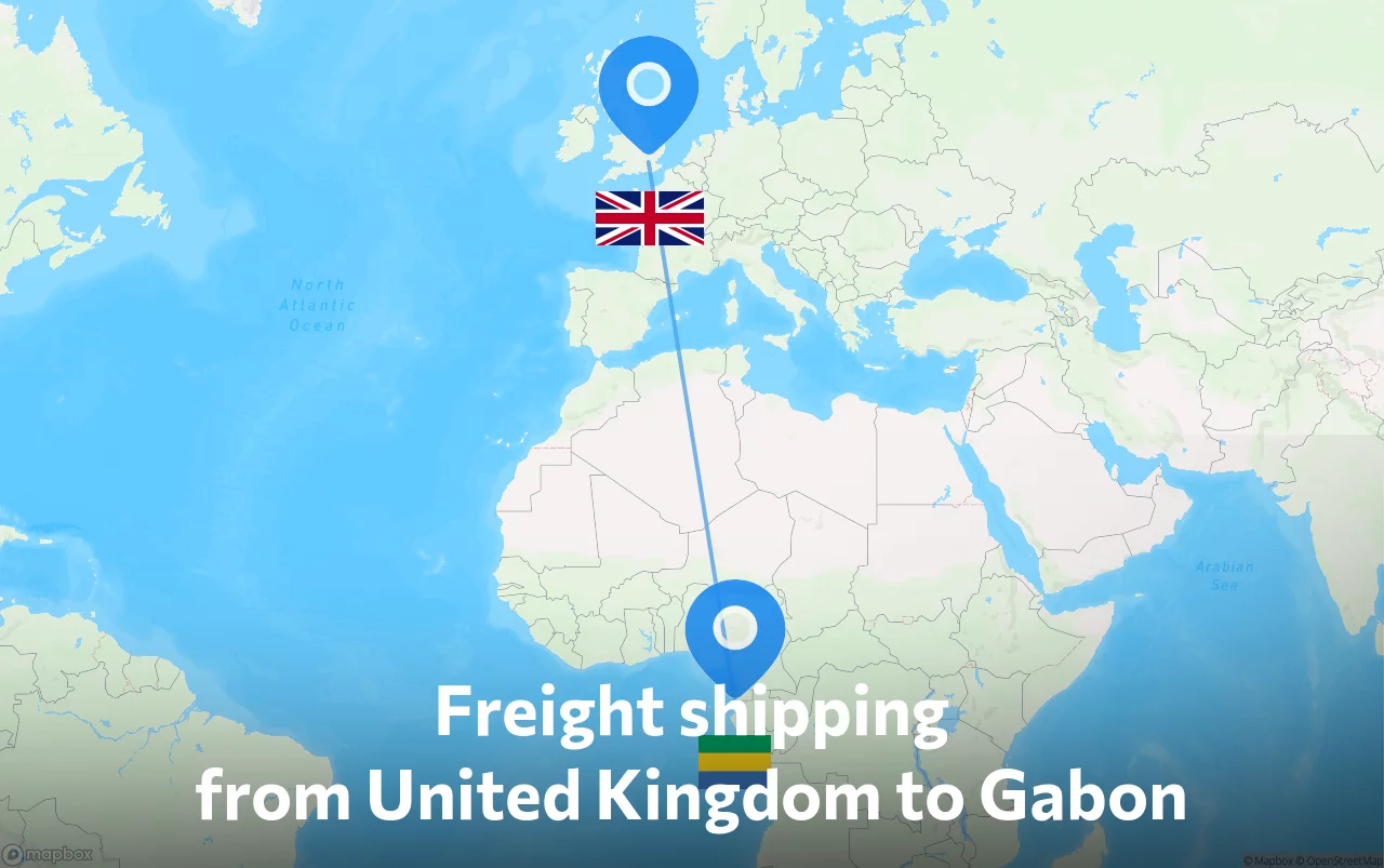 Shipping route from United Kingdom to Gabon