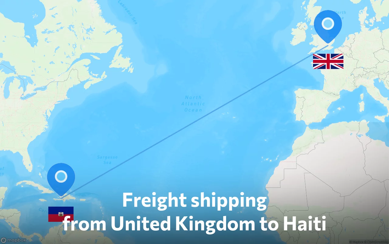 Shipping route from United Kingdom to Haiti