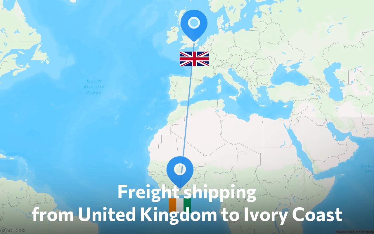 Shipping route from United Kingdom to Ivory Coast