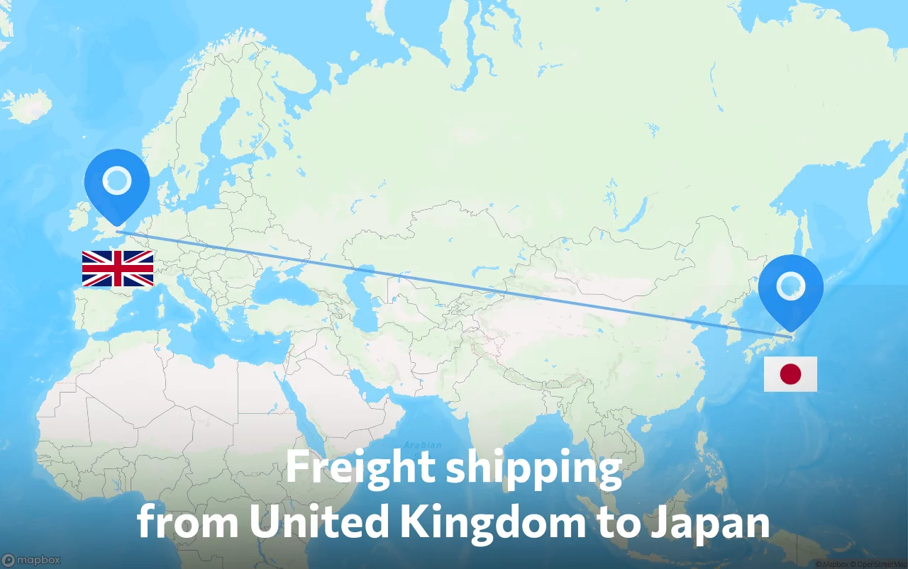 Shipping route from United Kingdom to Japan