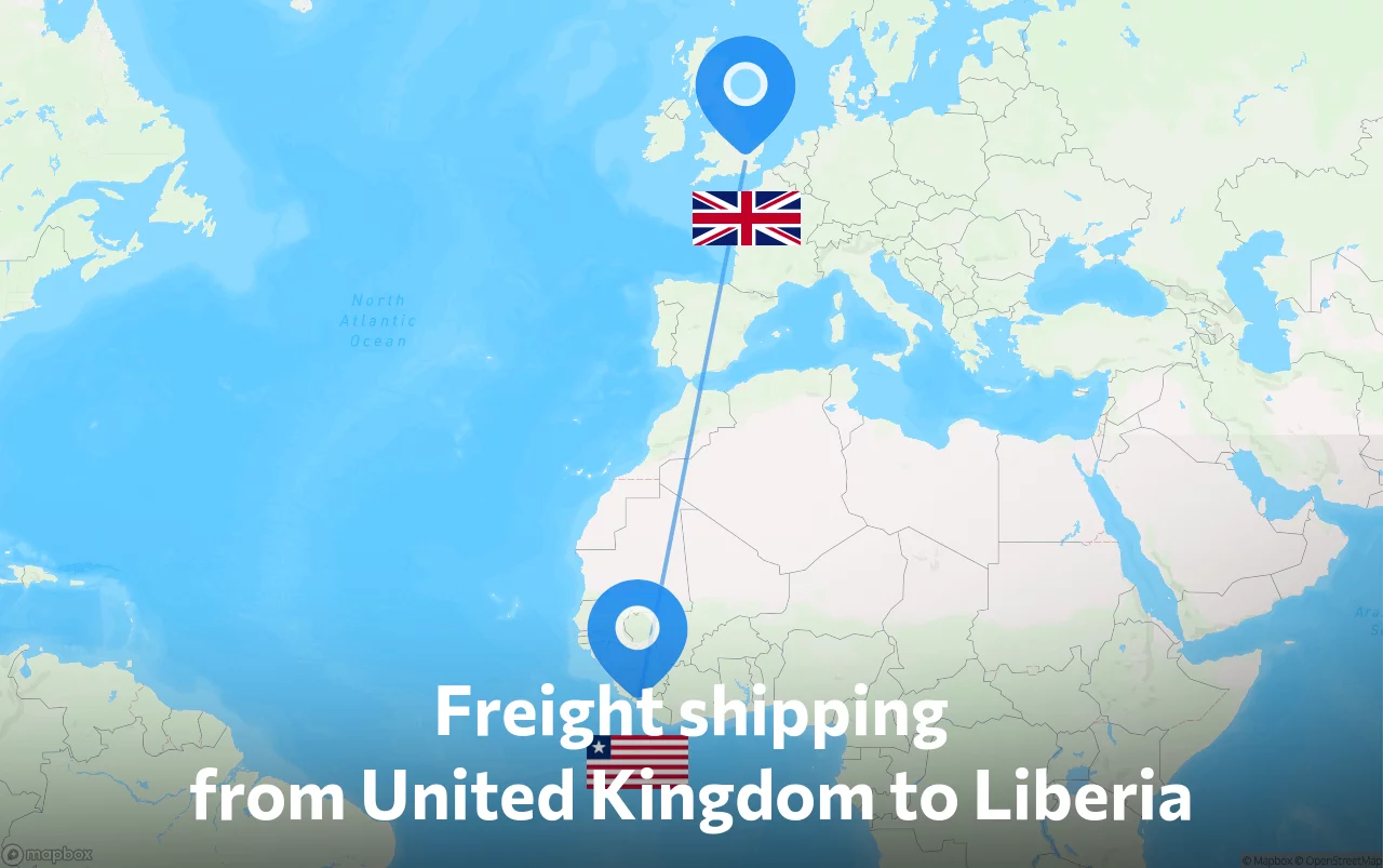 Shipping route from United Kingdom to Liberia