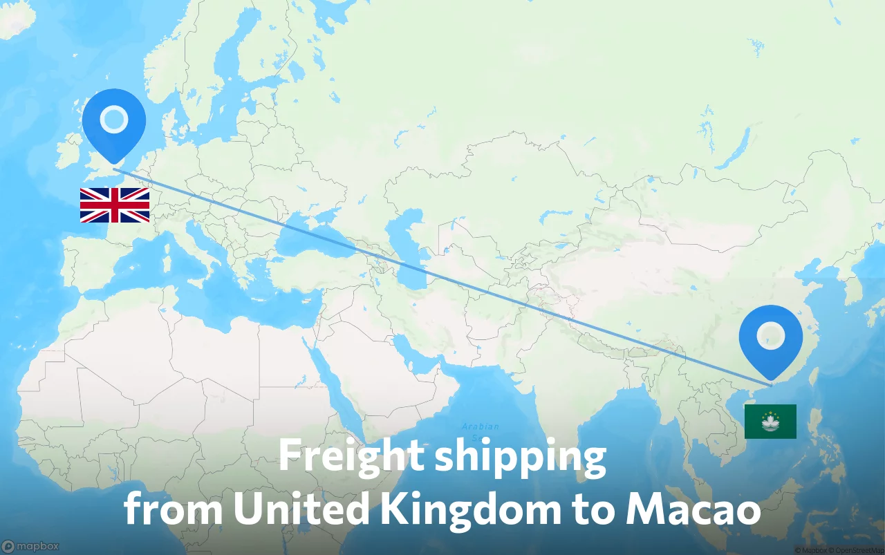 Shipping route from United Kingdom to Macao