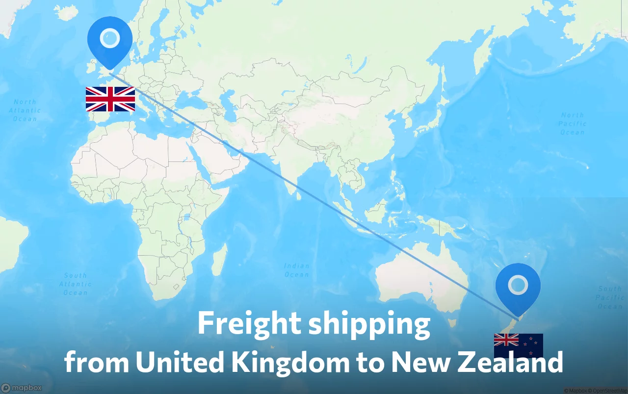 Shipping route from United Kingdom to New Zealand