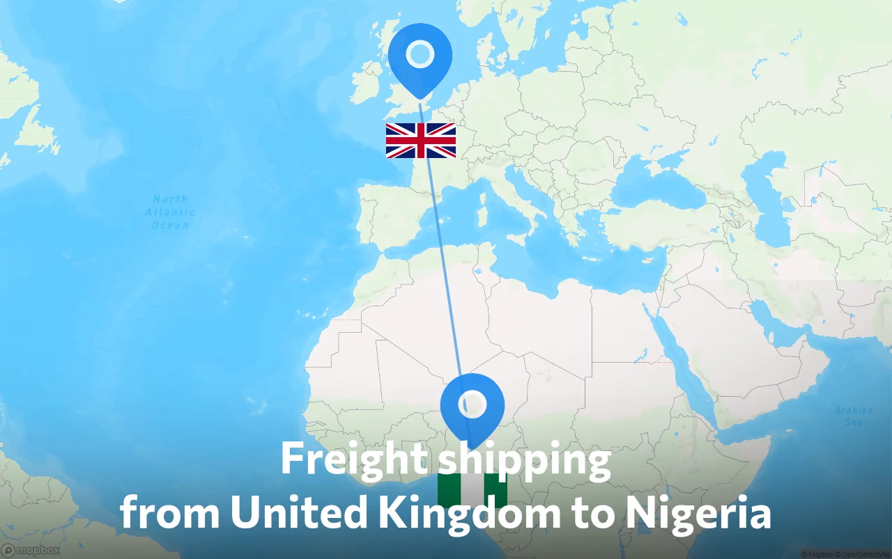 Shipping route from United Kingdom to Nigeria