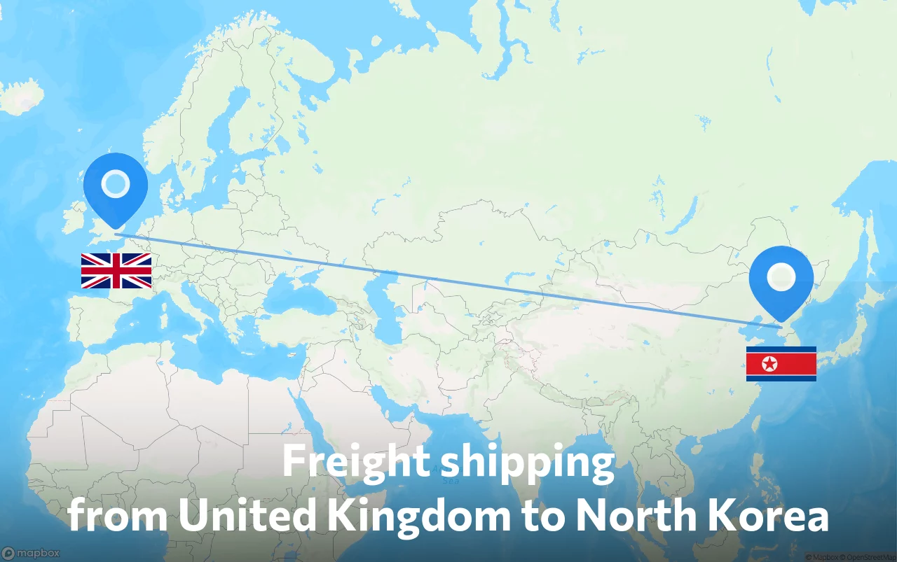 Shipping route from United Kingdom to North Korea