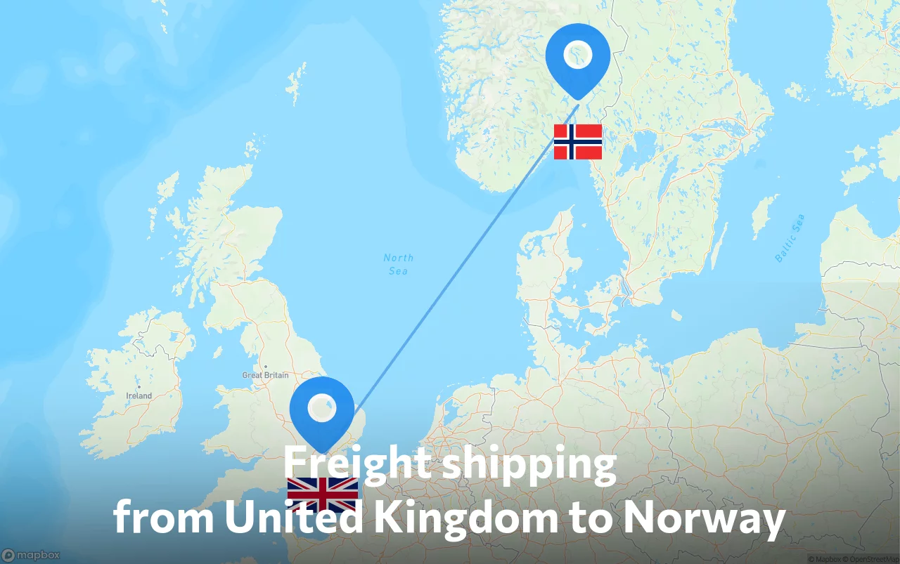 Shipping route from United Kingdom to Norway