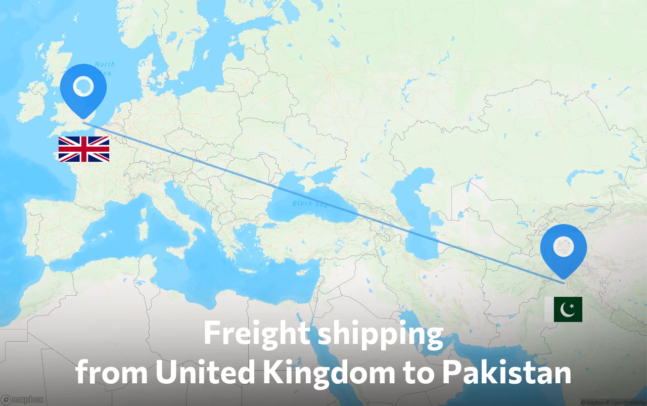 Shipping route from United Kingdom to Pakistan