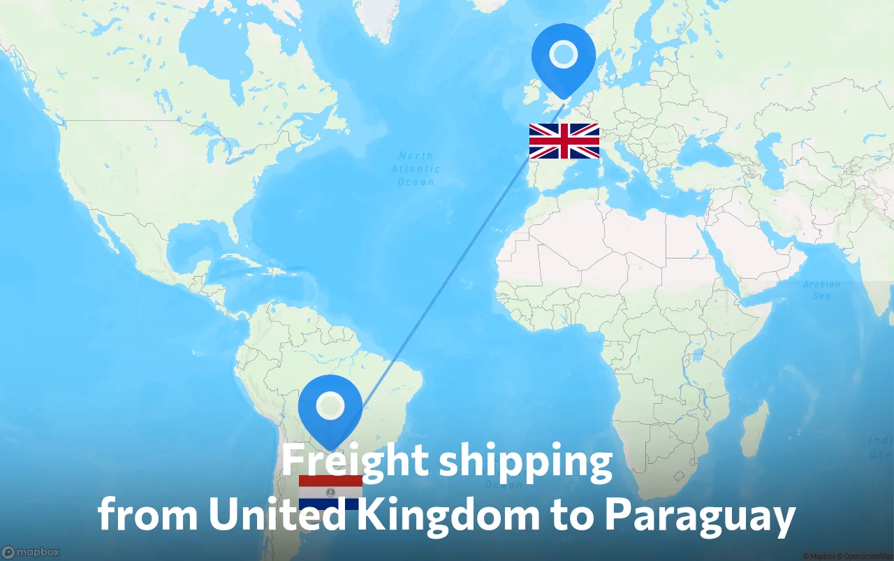 Shipping route from United Kingdom to Paraguay