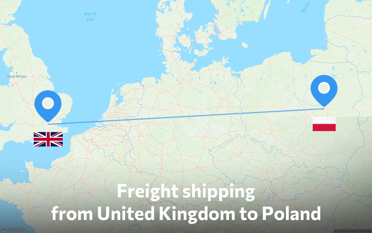 Shipping route from United Kingdom to Poland