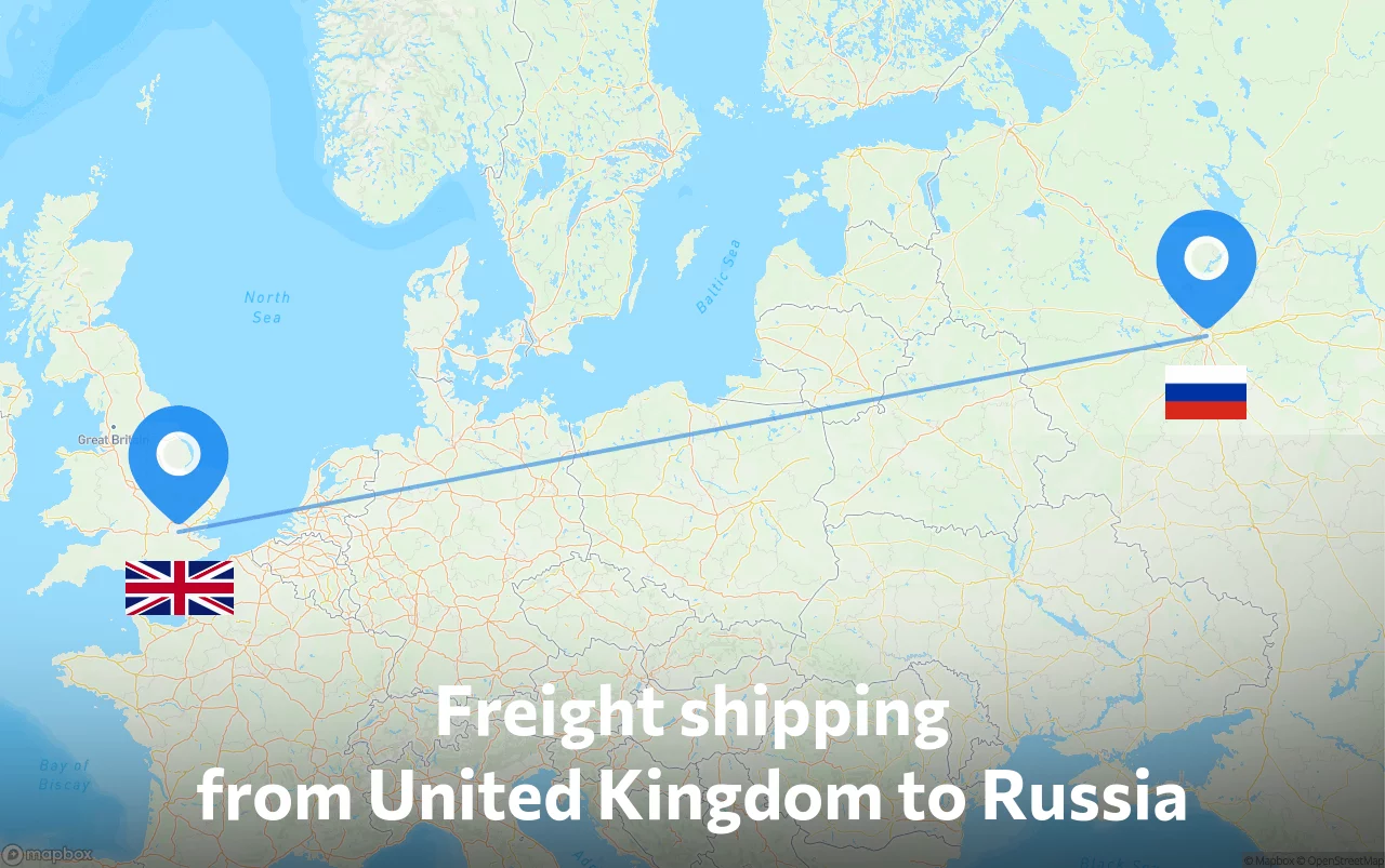Shipping route from United Kingdom to Russia