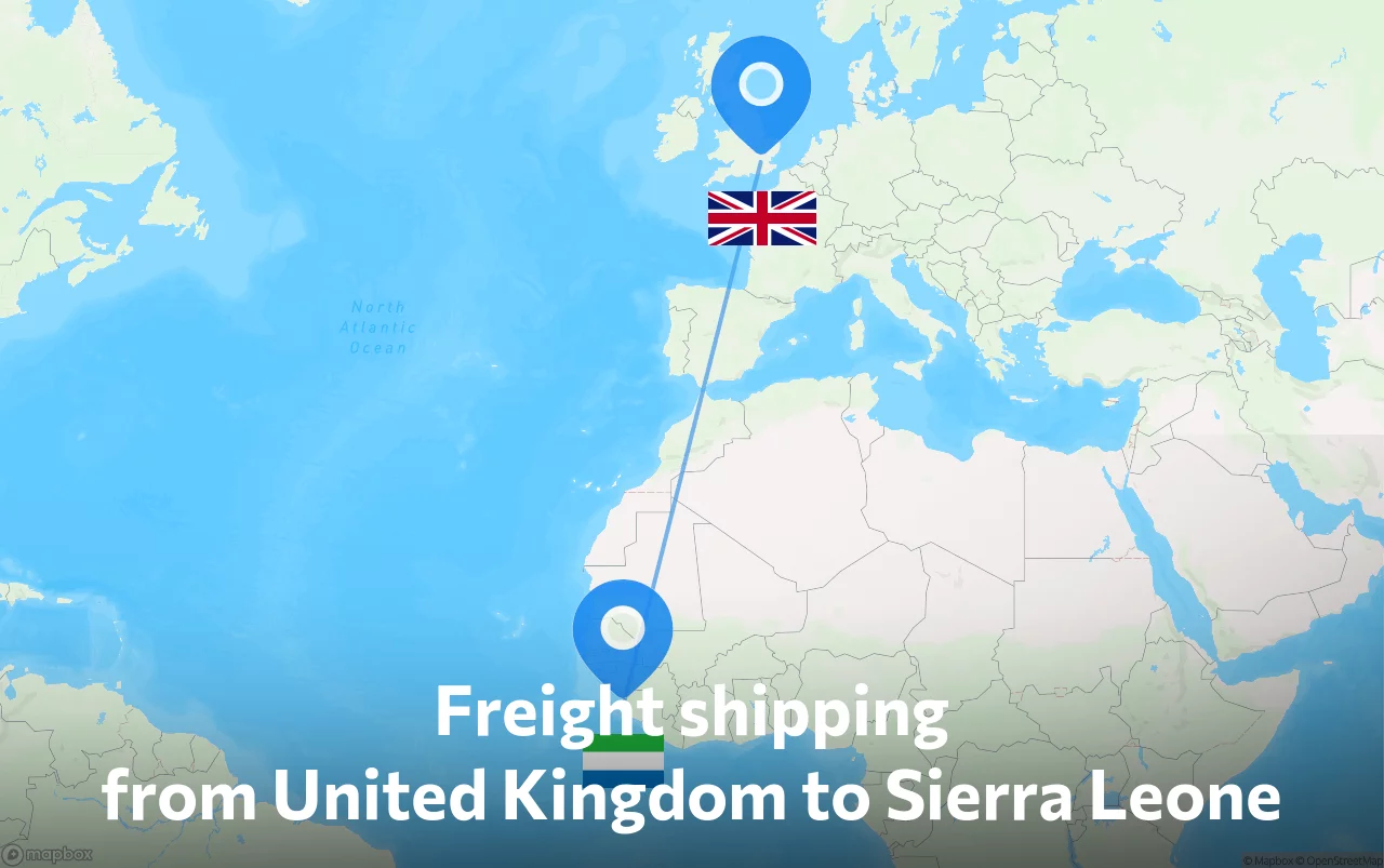 Shipping route from United Kingdom to Sierra Leone