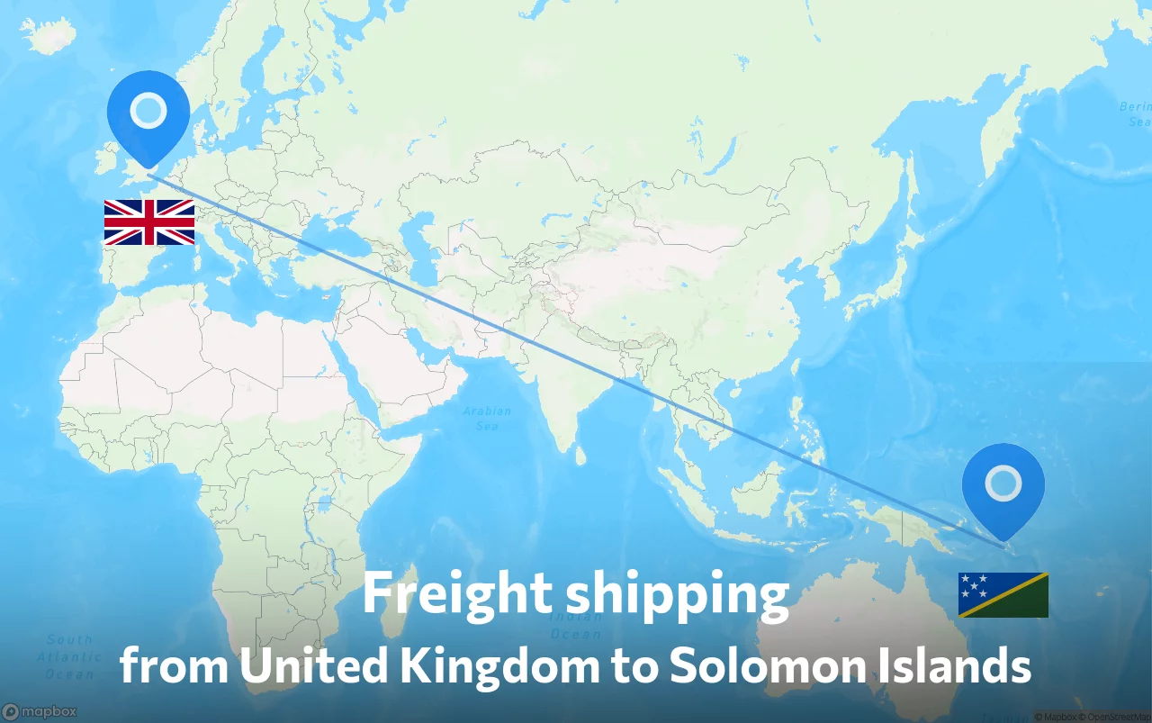 Shipping route from United Kingdom to Solomon Islands