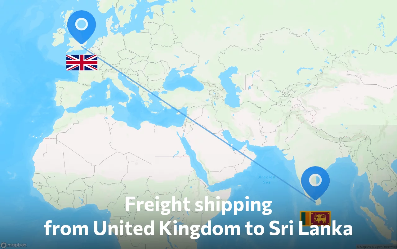 Shipping route from United Kingdom to Sri Lanka
