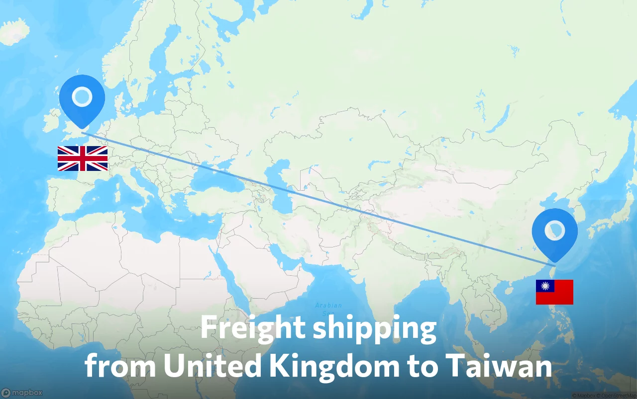 Shipping route from United Kingdom to Taiwan