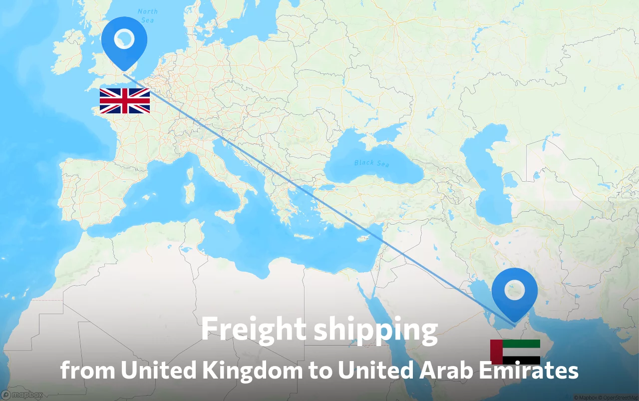 Shipping route from United Kingdom to United Arab Emirates